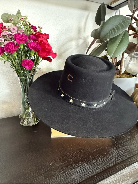 Charlie Horse Accessories - Charlie 1 Horse Cosmic Cowgirl Black Wide-Brim Felt Hat with Star Band
